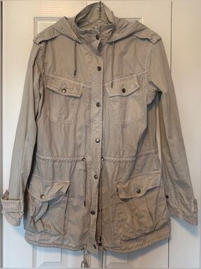 Aritzia Talula Trooper Utility Jacket Warm Sand Beige Hooded Small S